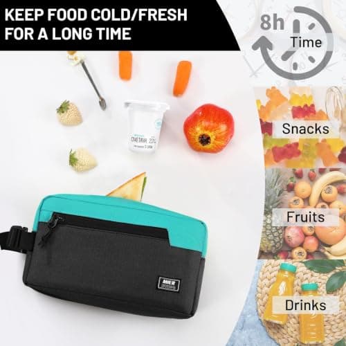 MIER Small Cool Bag for Kids with Detachable Ice Packs, Black/Blue, 3L — view 6