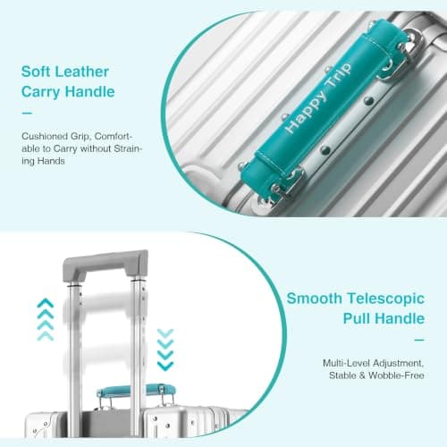 AIWEINY All Aluminium Hard Shell Cabin Suitcase Carry On Luggage — view 4