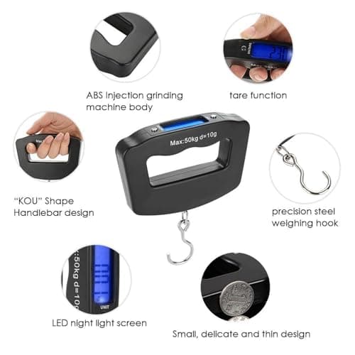 50kg Electronic Scale with LED Backlight and Multiple Unit Conversion for Cooking Jewelry Gold Home Offices Use Low Battery Measure Scale Data Handheld — view 6