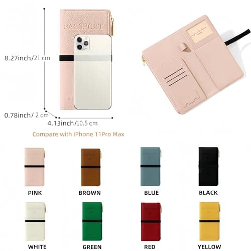 NQQNQQ RFID-Blocking Leather Travel Wallet & Passport Holder with Zipper Pocket, Card Slots, and Phone Compartment – Waterproof Travel Organizer for Women & Men. TG-1 (Pink) — view 3