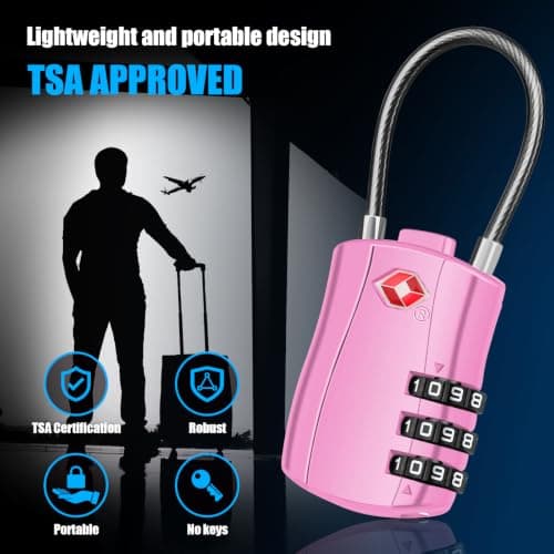 Diyife TSA Approved Luggage Locks with Flexible Steel Cable, Easy to Set up — view 4