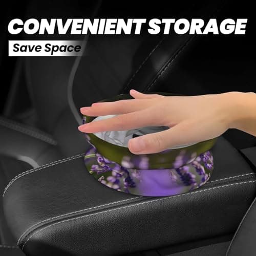 MDATT Lavender Flower S Car Trash Can Leak-Proof Organizer For Long Road Trips And Family Vacations — view 4