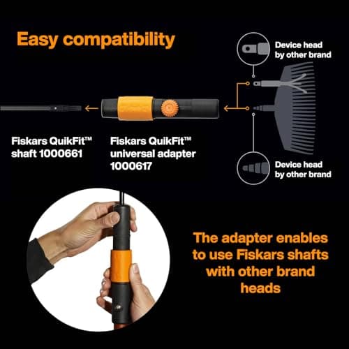Original Fiskars Universal Adapter for the Use of All Garden Tool Heads to Combine a QuikFit Handle with Tool Heads from Other Manufacturers, Length: 17 cm, Plastic, Black/Orange, QuikFit, 1000617 — view 2