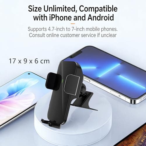 Wiffe Car Phone Holder Solar Panel Charging for Large Screen, White — view 3