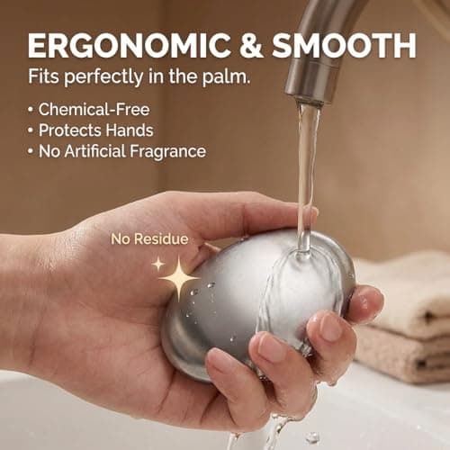 LUCTHY Stainless Steel Soap Bar, 2 Pack Metal Odour Remover, Silver — view 5
