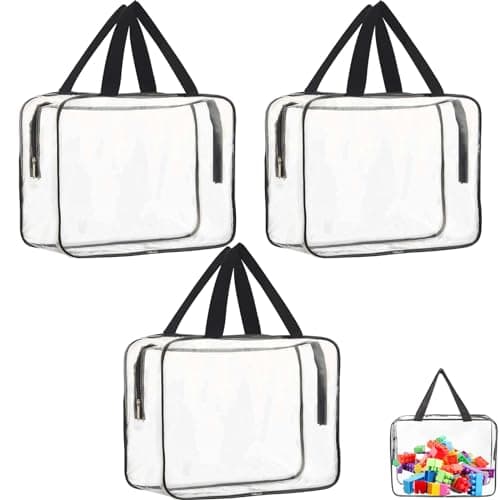 Multifunctional 3-Pack Large Transparent Toy Storage Bags With Reusable Clear Compartments, Portable Travel Luggage, Waterproof Transparent Small Handbag Purse