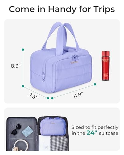 BAGSMART Large Travel Toiletry Makeup Bag, Upright Storage, Brush Pocket — view 6