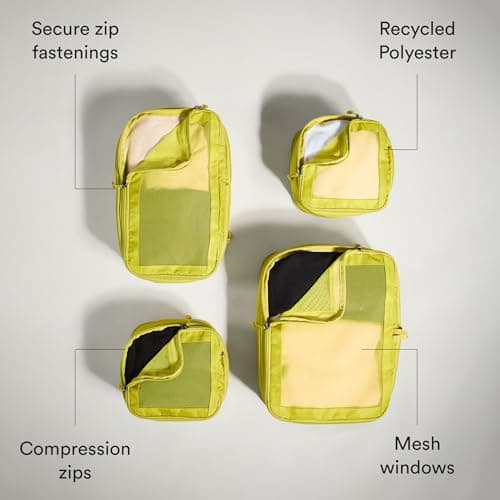 ANTLER - Compression Packing Cubes, Set of 4 Essential Packing Cubes for Suitcases and Backpacks - Holiday, Travel & Accessories Organiser, Easy Clothes and Shoe Storage - Gorse Yellow — view 4