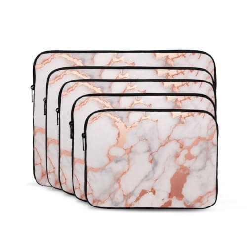 10 12 13 15 17 Inch Laptop Sleeve Case Rose Gold Marble Laptop Bag — view 2