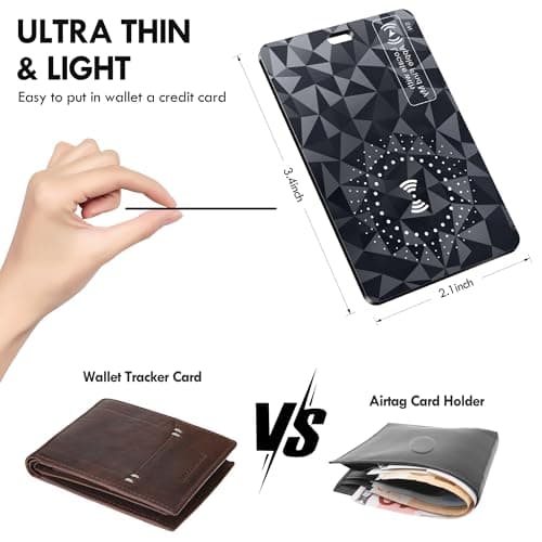 Ucard Wallet Tracker Card, Thin Bluetooth Tracker, Works with Apple Find My (iOS Only), Rechargeable, Wallet Finder and Item Locator for Wallet, Luggage Tags and More (Diamond Shimmer) — view 6