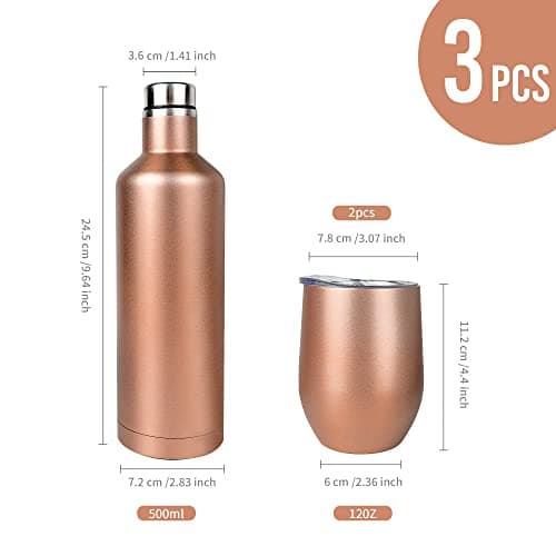 AZKEEGREY 500ml Insulated Wine Bottle and Tumbler with Lid Gift Set — view 2