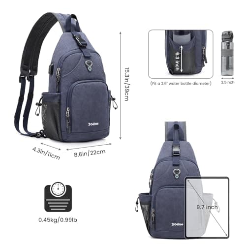 G4Free Sling Bag Crossbody Backpack with Charging Port & RFID Blocking Hiking Daypack Shoulder Chest Bag for Women Men — view 2