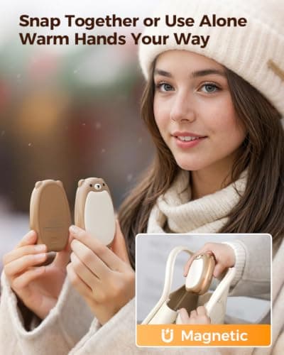 Bearwind Rechargeable Hand Warmers 2-Pack Magnetic Ultra-Thin Design, Brown — view 5