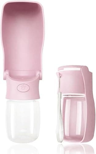 SOICTA Portable Dog Water Bottle for Walking 19 OZ or 12 OZ Portable Pet Water Bottles for Puppy Small Medium Large Dogs Water Dispenser Bowl Dog Accessories(12OZ Pink)