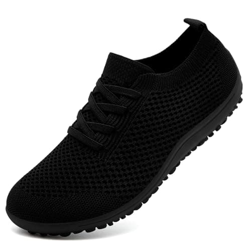 XKOWUO Womens Barefoot Shoes Slip On Walking Tennis Sneakers Sports Yoga Zero Drop Casual Minimalist Lightweight Breathable Soft House Shoe All_Black UK 6