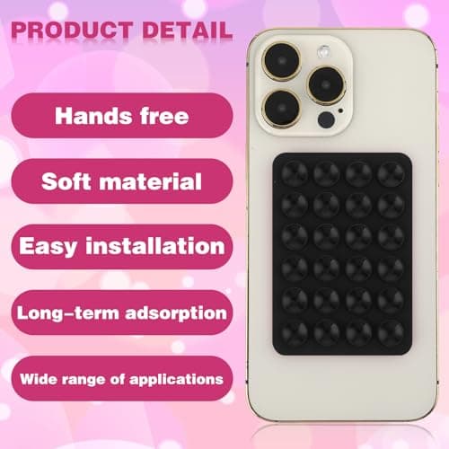 Giantree 2 Pcs Silicone Suction Phone Case Adhesive Mount, Suction Phone Case Mount Anti-Slip Hands-Free Mobile Accessory Phone Accessory Holder (Black) — view 3