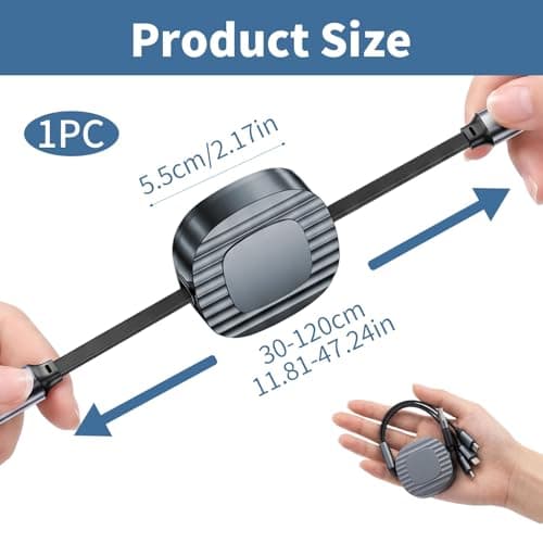 Luminor Peak 100W Multi Charger Cable USB C/A, 6 IN 1 /120CM PD 6A Fast Charging Retractable Phone Charger Charging Cables for iPhone USB C Type C Cord for Multiple Devices Travel Office Home Car Use — view 2