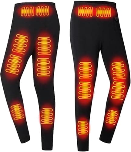 Heated Leggings with Multi-Zone Heating USB Rechargeable Electric Thermal Pants Lightweight Washable Base Layer for Men & Women Cold Activities Black