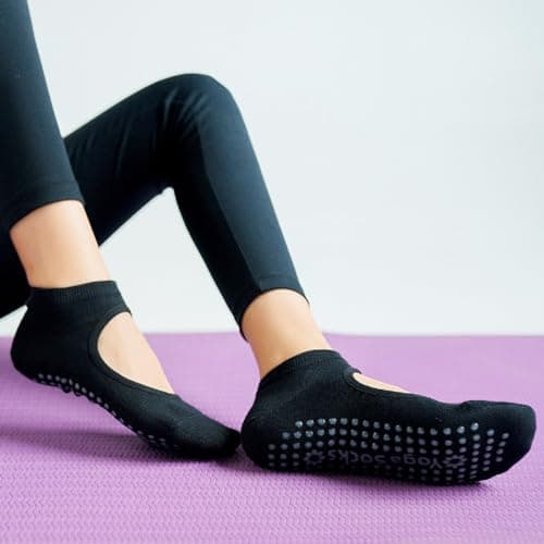 oasymala Cotton Yoga Socks with Non-Slip Grips - Ideal for Yoga, Pilates, and More - One Size Fits Most (UK, Alpha, One Size, Regular, Short, Turquoise) — view 2