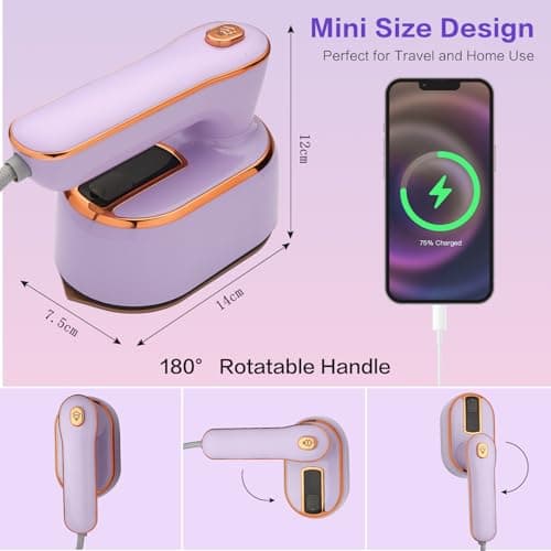 Travel Steam Iron for Clothes, Portable Mini Handheld Lightweight Steamer, 180° Rotatable,Ironing & Steaming 2 in 1,Dorm Room Essentials,Garment Hand Multi-directional Applicable Steamer ﻿ — view 4