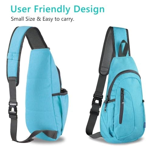 TITECOUGO Small Canvas Sling Bag Lightweight Crossbody Bag for Women Rucksack for Men Running Backpack Travel Chest Pack Daypack Shoulder for Gym Work Hiking Outdoor Sports Sky Blue — view 3