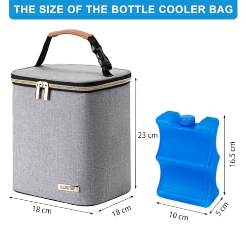 BABEYER Breastmilk Cooler Bag with Ice Pack, Insulated Baby Bottles Bag for 4 Baby Bottles(up to 120ml-270ml) for Daycare Travel Nursing Mom, Grey — view 5