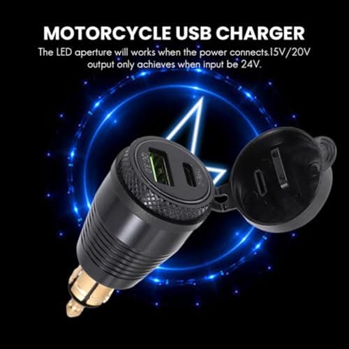 TOBEOME Motorcycle DIN Plug Waterproof Charger to QC3.0 USB Charger & Type C 30W Power Delivery Adapter Socket — view 2