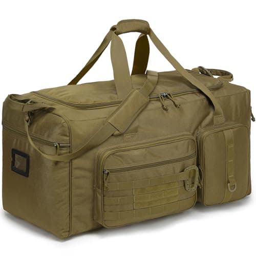 TONRUYN 120L Travel Duffel Bags for Men Women Heavy Duty Camping Duffle Luggage 80cm Extra Large Sports Holdall Equipment Bag with Shoulder Strap for Football Baseball & Team Training, XL Brown