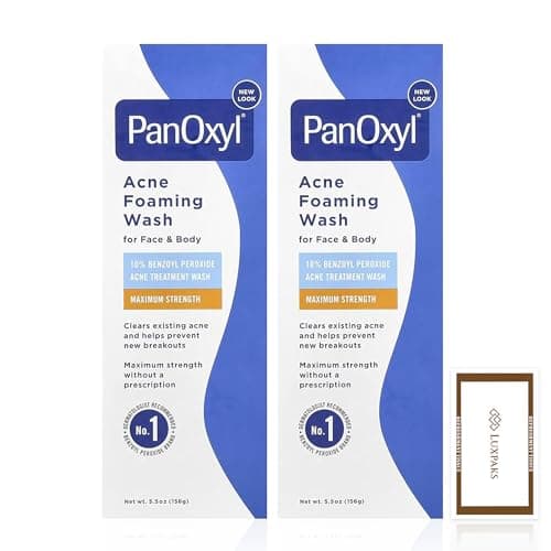 Skincare Set: PanOxil Foaming Wash 5.5 oz 2-Pack + LUXPAKS Wipe
