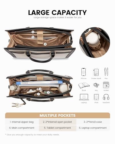LOVEVOOK Laptop Bags for Women 15.6 Inch, Large Ladies Work Tote — view 3