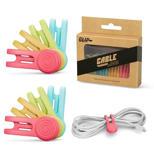 Reusable Magnetic Cable Ties, Strong Silicone Cord Organiser & Cable Tidy with Anti-Loss Hole for Desk Wire Bundling, Earphones, 8-Pack (4 Assorted Colours)