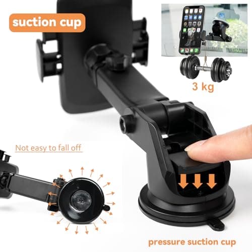 XUKEY Car Phone Holder, Adjustable Air Vent Car Phone Mount 360° Rotation for Dashboard/Windscreen, for iPhone 4.0''-6.4'' Carbon Fiber Black — view 3