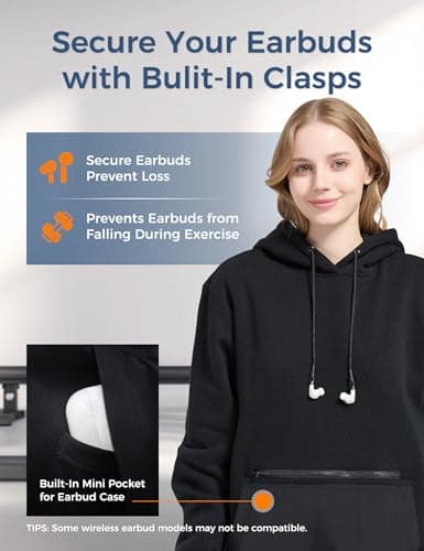 Relexit Travel Hoodie with Eye Mask Built In Sweatshirt for Airplane Sleep and Long Trips, Soft Comfy Pullover, Black, Medium — view 3