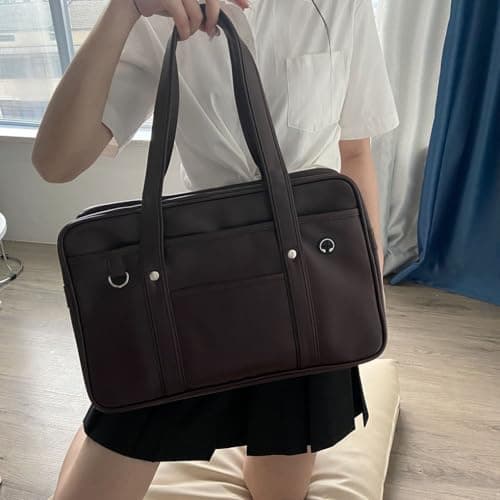 Budiniao Premium Leather Laptop School Bag - Large Capacity Lightweight Japanese Student Uniform PU - Wide Application (Coffee) — view 5