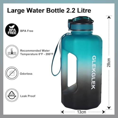 GLEKGLEK 2.2L Water Bottles with Time Marker, BPA Free Sports Jug — view 3
