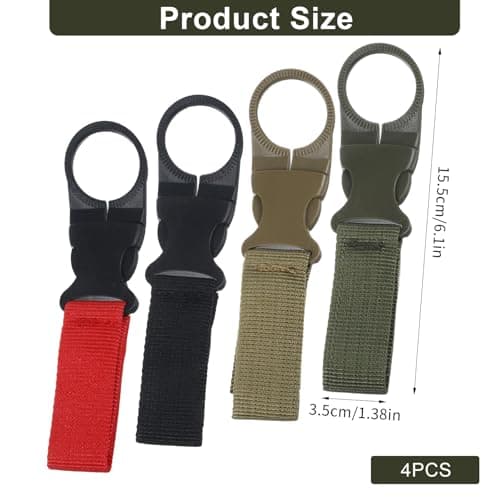 4Pcs Hanging Water Bottle Clip for Backpack, Portable Water Bottle Buckle Clip for Outdoor Camping Hiking Traveling Backpack Belt Nylon Webbing Strap Tools — view 2