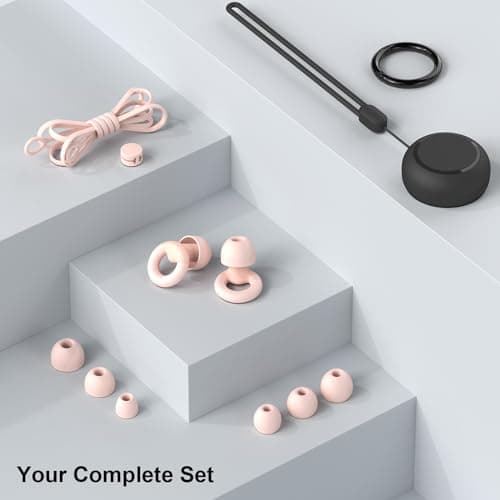JUSTRVN Earplugs for Sleeping,Noise Reduction Soft Silicone Ear plugs with 7 Pairs Ear Tips&One Connection Cord,Hearing Protection Reusable Earplugs for Sleeping,Concert,Work&Sound Reduction 25dB-30db — view 6