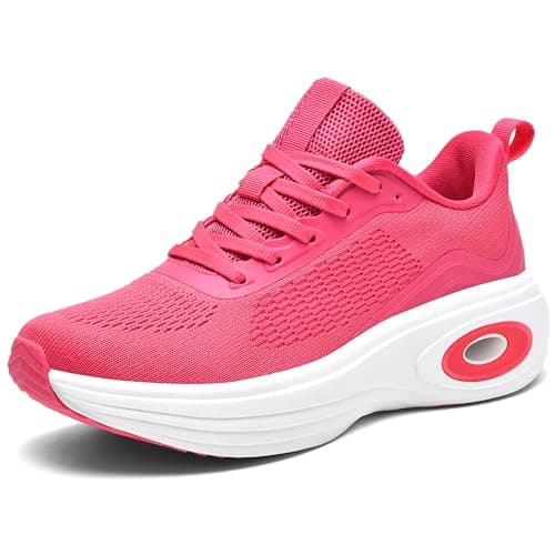 Womens Trainers Lightweight Running Shoes Ladies Mesh Breathable Cushioned Walking Sneakers for Athletic Sports Tennis Jogging Gym Outdoor,Rose Pink,3.5UK/36EU