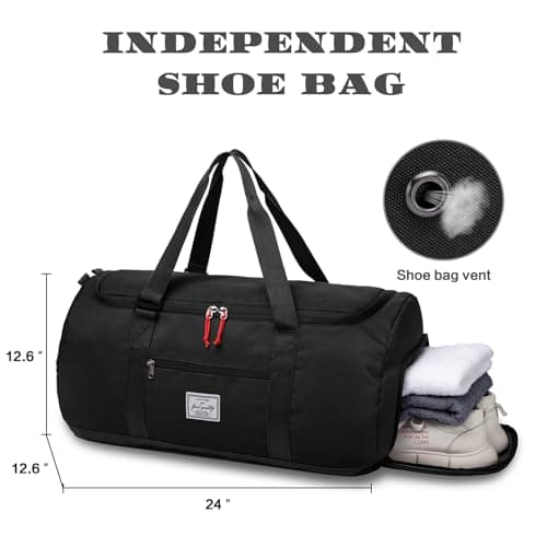 Lyweem Travel Duffel Bag for Men, 60L Large Sports Duffle Bag Backpack for Women Weekender Overnight Holdall Bags with Shoes Compartment Multifunctional Gym Bags, Black — view 4