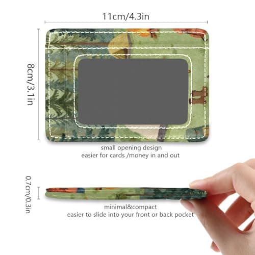 xigua Slim Wallet Front Pocket Leather RFID Blocking Credit Card Holder Camping-Tents-Forest-Illustration-Nature-Tree Minimalist Wallets — view 5
