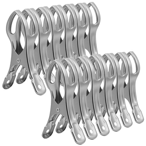 Alaoo 12 Pcs Beach Towel Clips, 11cm Large Stainless Steel Sunbed Towel Pegs Laundry Clip Towel Pegs for Sunbeds Sun Loungers, Blankets, Pool Chairs