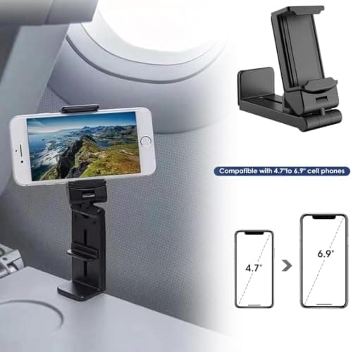 KFSCIP Plane Phone Holder 2 Pack, Airplane in Flight Phone Holder Airplane Phone Holder for Seatback, 360° Rotating Clamp Universal Adjustable Desk Mount for Travel Home and Office — view 5
