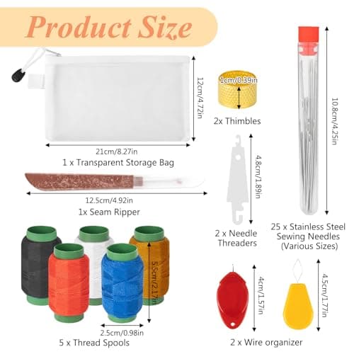 BQMEZRNUS 37PCS Sewing Kit with Stainless Steel Needles — view 2
