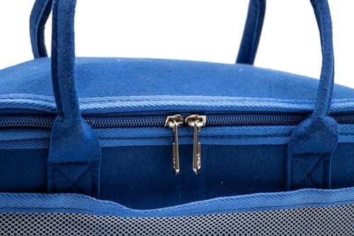 Carrying Case for Toniebox Starter Kit with Velcro Dividers, Dual Mesh Side Pockets and Mesh Zipper Pocket in Lid. (Royal Blue with Shoulder Strap) — view 5