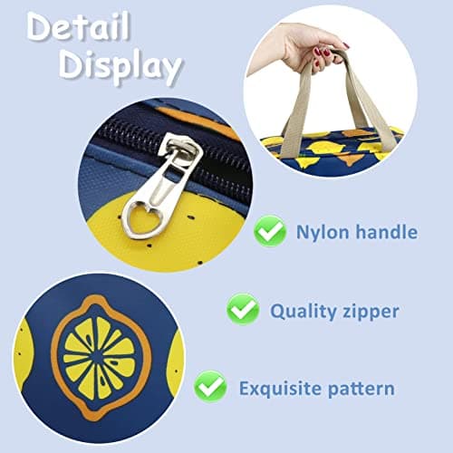Toiletry Bag, Large Travel Hanging Make up Wash Bags, Portable Waterproof Cosmetic Bag, Light Blue White Bear Toiletry Kit, Bathroom Storage Case for Women Girls Ladies(Lemon) — view 4