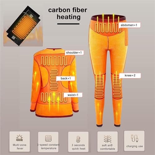 Heated Base Layer Set, Rechargeable Electric Thermal Underwear, Thermal Underwear Long Sleeve Base Layer, Fast Warmth for Cold Weather Outdoor Activities(Black,4XL-4XLarge) — view 3