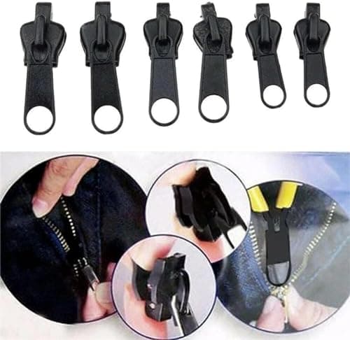 6PCS Zipper Restoration Kit with Metal Sliders and Teeth - Universal Multi-Tool Repair Set for Jackets, Bags and Luggage, Heavy-Duty Zipper Replacement Tools (Black) — view 3