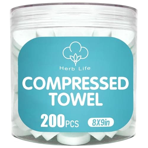200 Pcs Mini Compressed Disposable Face Towel, Hand Wipe, Camping Towel, Portable Coin Tissue for Travel/Home/Outdoor Activities (8X8.5in)