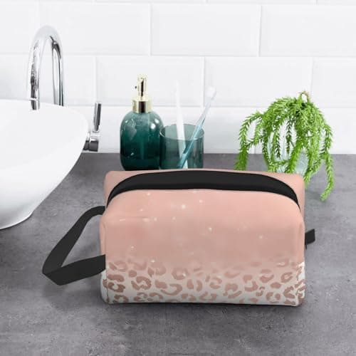JaoXer Large Travel Cosmetic Bag – Reusable rose gold glitter Print Dopp Kit for Toiletries, Portable Organizer for Men and Women — view 6