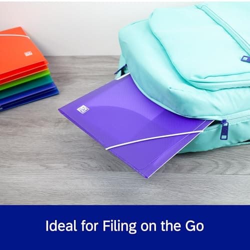Oxford A4+ Plastic Wallets, Assorted Colours, 3 Flap Folders for Documents, Pack of 10 — view 3